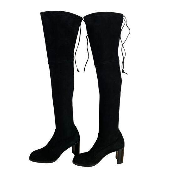Stuart Weitzman NWOB Tipland Black Suede Over the Knee Boot Size 4M Stacked Heel - Picture 4 of 15